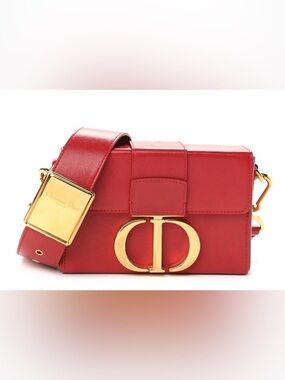 ‼️Authentic Christian Dior Red Leather Crackled Lambskin 30 Montaigne Box Bag